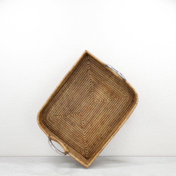 Tight Woven Leaf-Shaped Luxury Rattan Tray-Honey Brown - Picture 6 of 6